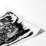 Expressionist Art - Monochrome Portrait in Bold Woodcut Style