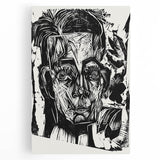 Expressionist Art - Monochrome Portrait in Bold Woodcut Style