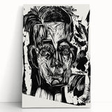 Expressionist Art - Monochrome Portrait in Bold Woodcut Style