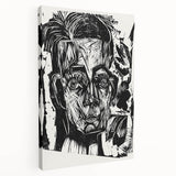 Expressionist Art - Monochrome Portrait in Bold Woodcut Style