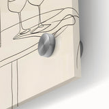 Large abstract wall art in vibrant orange and teal hues on acrylic glass.