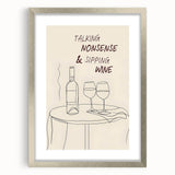 Textured abstract art print in muted grays and blues, framed with a silver mat, suitable for bedroom wall decor.