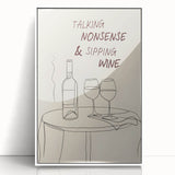 Art deco poster featuring assorted beverages in pastel shades, white acrylic frame, ideal for nursery wall art.