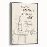 Landscape art painting on framed canvas depicting colorful vintage food and drink poster art, ideal for dining room decor.