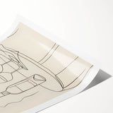 Extra large wall art featuring line art flowers in black on white, rolled print format, ideal for large living room decor.