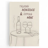 Large black and white stretched canvas featuring a vintage coffee cup design, ideal for kitchen wall art.