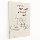 Large stretched canvas featuring a colorful depiction of assorted fruits and beverages, ideal for kitchen wall art.