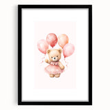 Ballerina Teddy with Balloons Print - Girls Bedroom Wall Art