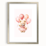 Ballerina Teddy with Balloons Print - Girls Bedroom Wall Art
