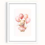 Ballerina Teddy with Balloons Print - Girls Bedroom Wall Art