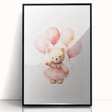 Ballerina Teddy with Balloons Print - Girls Bedroom Wall Art