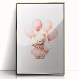 Ballerina Teddy with Balloons Print - Girls Bedroom Wall Art