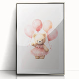 Ballerina Teddy with Balloons Print - Girls Bedroom Wall Art