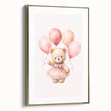 Ballerina Teddy with Balloons Print - Girls Bedroom Wall Art