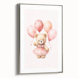 Ballerina Teddy with Balloons Print - Girls Bedroom Wall Art
