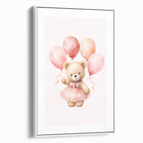 Ballerina Teddy with Balloons Print - Girls Bedroom Wall Art