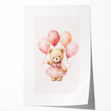 Ballerina Teddy with Balloons Print - Girls Bedroom Wall Art