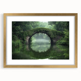 Gold landscape bridge frame with a mat, showcasing an elegant front view that highlights its intricate design and polished finish, perfect for home decor and art display.