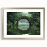 Elegant silver landscape bridge frame with a white mat, showcasing a modern design suitable for home or office decor. Ideal for displaying art or photographs.