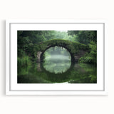 White landscape bridge frame showcasing a mat interior, designed for displaying artwork or photographs. Ideal for modern home decor with a sleek, elegant aesthetic.