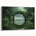 Framed landscape canvas art depicting a serene bridge scene, featuring soft colors and detailed textures, ideal for home decor and art enthusiasts.
