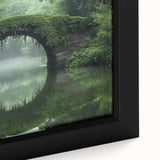 Close-up of a framed landscape bridge canvas art piece, showcasing intricate details and vibrant colors, perfect for modern home decor or office aesthetics.