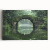 Stretched canvas artwork depicting a vibrant landscape bridge scene, showcasing rich colors and intricate details, ideal for enhancing modern home decor.