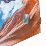 Close-up of a vibrant acrylic landscape design depicting colorful canyons, showcasing intricate textures and details, perfect for modern home decor.