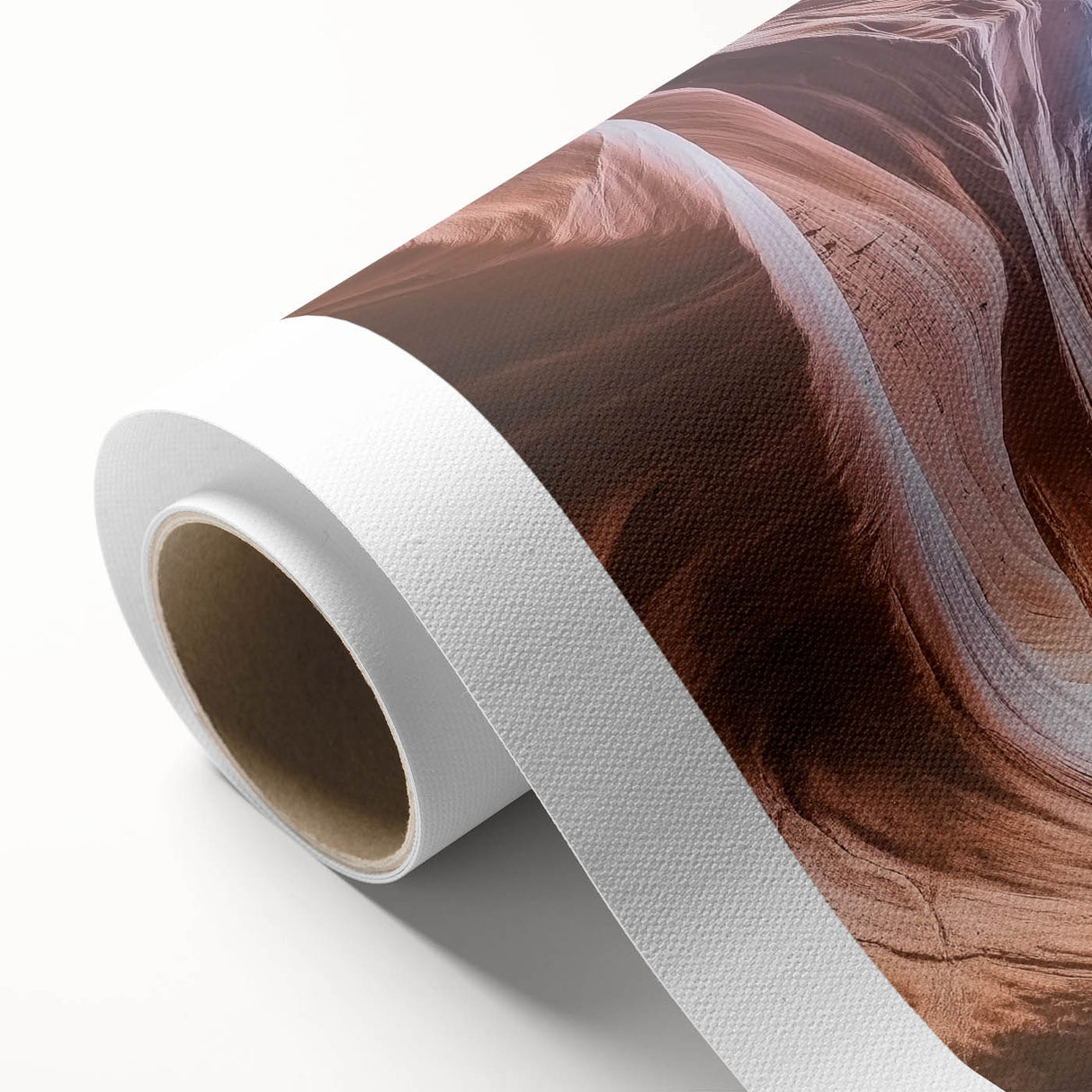 Vibrant rolled canvas artwork depicting a breathtaking landscape of canyons, showcasing rich earthy tones and intricate details, ideal for home decor enhancement.