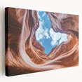 Stretched canvas artwork depicting a stunning landscape of canyons in warm earth tones, showcasing intricate details and textures, perfect for enhancing any interior decor.