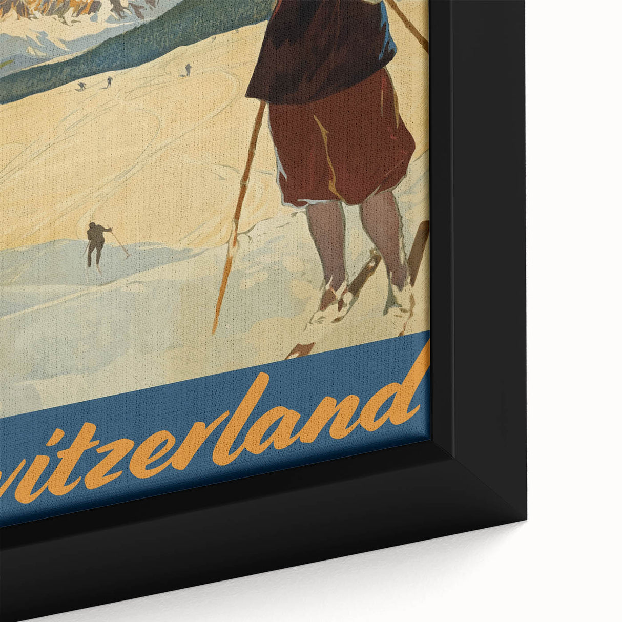 Vintage Switzerland Ski Poster - Skiing in the Alps Art Print