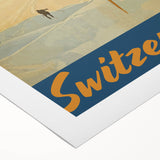 Vintage Switzerland Ski Poster - Skiing in the Alps Art Print