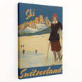 Vintage Switzerland Ski Poster - Skiing in the Alps Art Print
