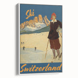 Vintage Switzerland Ski Poster - Skiing in the Alps Art Print