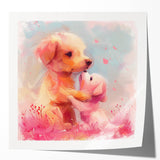 Puppy Love - Kids Room Wall Art Canvas and Framed Options