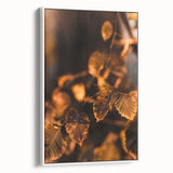 Vintage poster art of an autumn scene on a framed canvas, featuring warm colors, ideal for living room decor.
