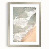 Textured abstract art print in muted earth tones on a framed canvas, ideal for modern bedroom ambiance.