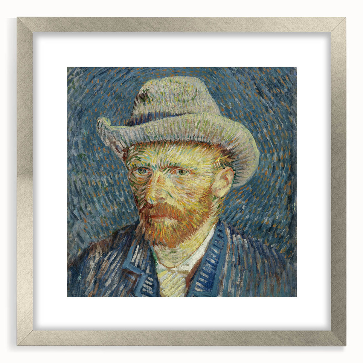 Extra large wall art depicting an abstract, textured scene in vibrant blue and orange tones on a framed canvas.