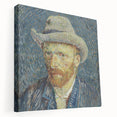 Reproduction of Van Gogh painting on large stretched canvas featuring swirling blue and yellow tones.