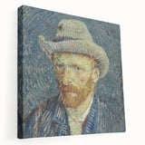 Reproduction of Van Gogh painting on large stretched canvas featuring swirling blue and yellow tones.