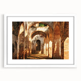 Elegant white-framed landscape artwork depicting a serene castle scene, showcasing rich colors and intricate details, perfect for enhancing home decor.