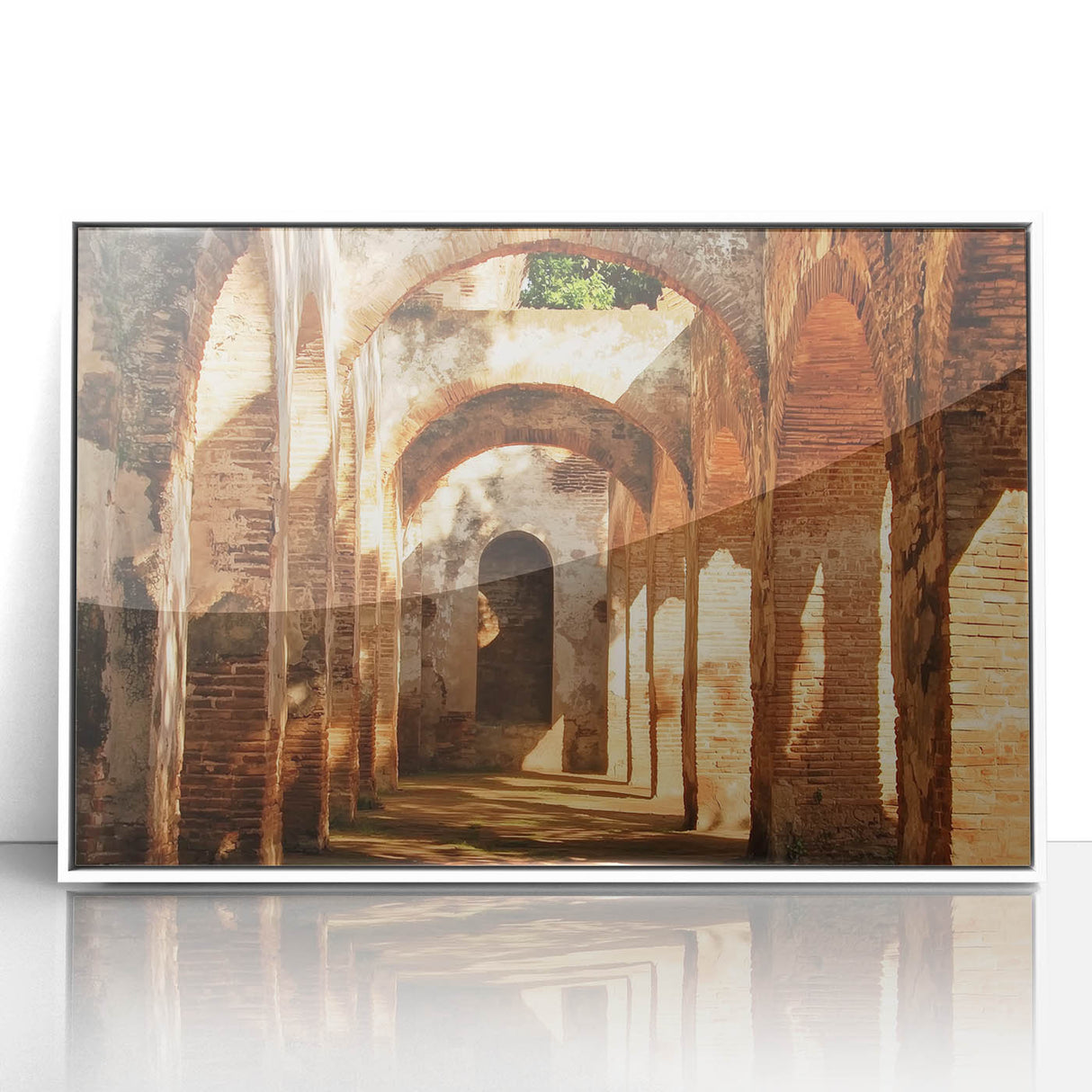 Framed acrylic artwork showcasing a stunning landscape with a medieval castle, highlighted by vibrant colors and intricate details, perfect for home decor.