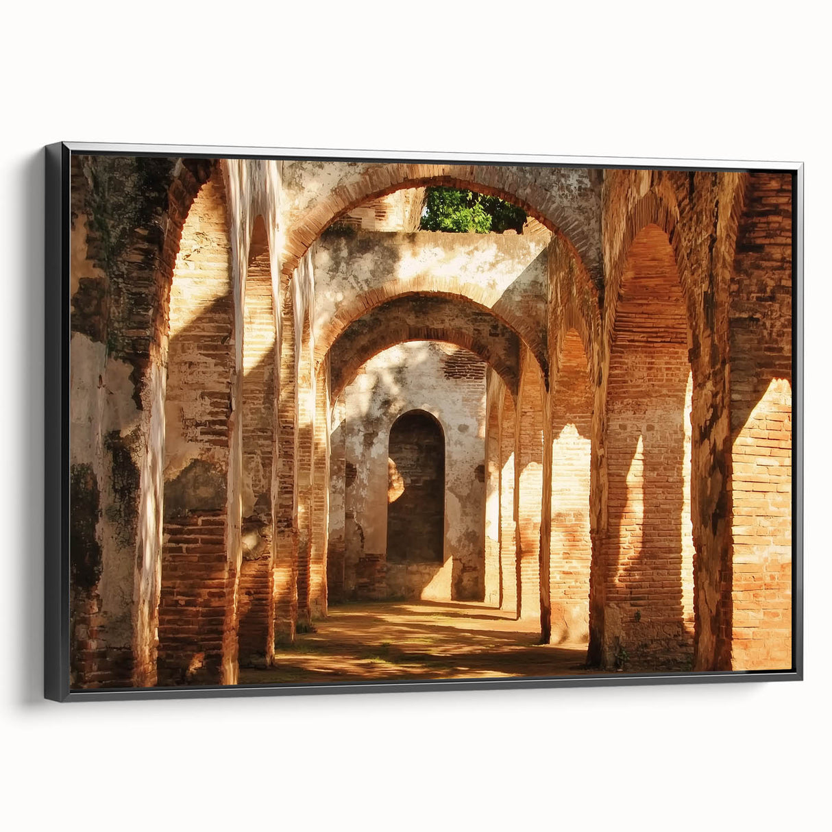 Framed canvas artwork showcasing a breathtaking landscape with a majestic castle, presented in an elegant black frame, perfect for home décor enhancement.
