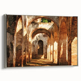 Framed canvas artwork showcasing a majestic landscape with a castle, highlighted by a silver frame, ideal for enhancing home decor with elegance.