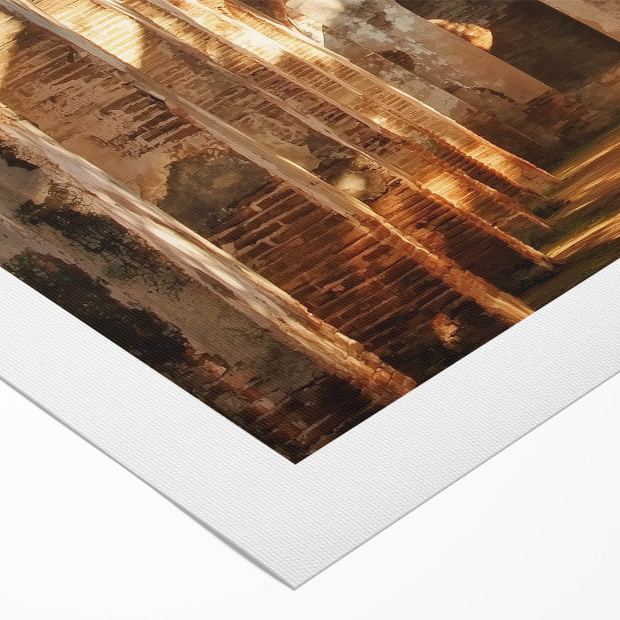 Rolled canvas artwork showcasing a vibrant landscape with a majestic castle set against a serene backdrop, elegantly packaged in a protective cardboard tube, perfect for art enthusiasts.