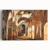 Vibrant stretched canvas artwork depicting a scenic landscape with a majestic castle set against a serene sky, showcasing rich colors and intricate details ideal for home decor.