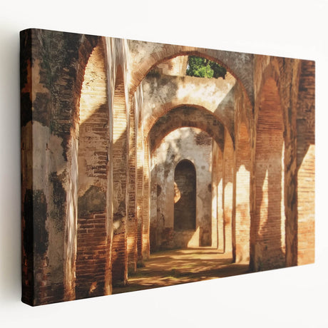 Stretched canvas artwork showcasing a picturesque landscape featuring a medieval castle, surrounded by lush greenery and vibrant skies, ideal for home decor.