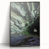 Framed acrylic artwork titled "Landscapes Caves," showcasing a stunning cave scene with rich earth tones and intricate details, perfect for modern home decor.