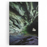 Stretched canvas artwork showcasing a vibrant landscape with intricate cave formations, perfect for enhancing home decor and adding a touch of nature's beauty.