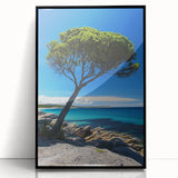 Framed acrylic artwork depicting stunning cliffs and landscapes, showcasing vibrant colors and intricate details, perfect for modern home decor.